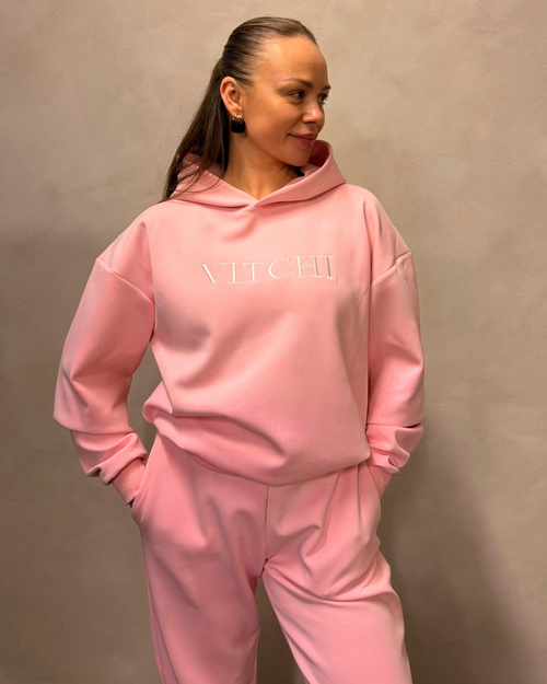 LUXE TRACKSUIT HOODIE OVERSIZED BABY PINK