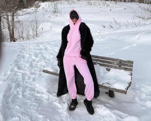 LUXE TRACKSUIT HOODIE OVERSIZED BABY PINK - VITCHI VILANI
